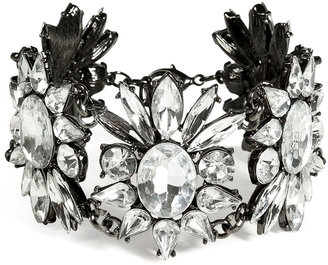 RJ Graziano Crystal Floral Link Bracelet in Gunmetal