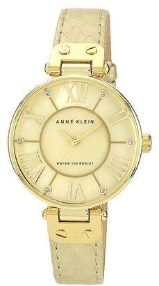 AK Anne Klein Anne Klein Round Leather Strap Watch