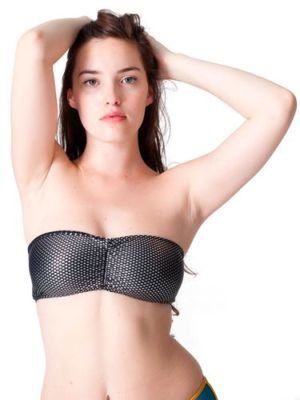 American Apparel RSAC304 Shiny Ruched Front Tube Bra