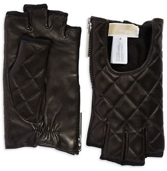 Michael Kors Quilted Leather Fingerless Gloves