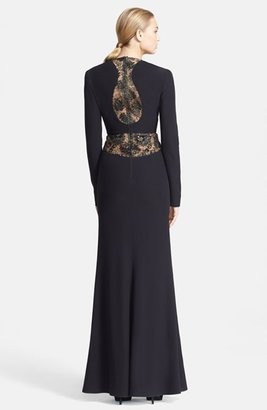 Alexander McQueen Lace Inset Crepe Gown