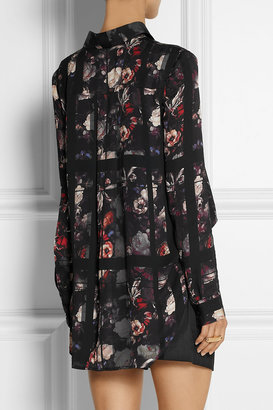 Thakoon Printed crepe and cotton-blend poplin playsuit