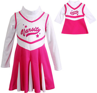 Dollie & Me Fuchsia 'Varsity' Cheer Dress & Doll Dress - Toddler & Girls