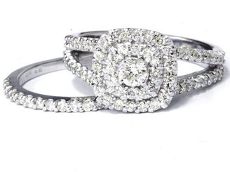 1.10CT Cushion Halo Diamond Engagement Wedding Ring Set 10K White Gold Size 4-9