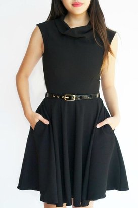 Closet Belted Black Dress