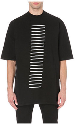 Rick Owens Stripe-embroidered cotton-jersey t-shirt