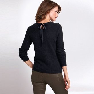 La Redoute R essentiel Soft Alpaca Blend Round Neck Sweater with Keyhole Back