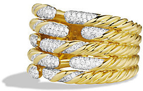David Yurman Willow Open Five-Row Ring with Diamonds in Gold