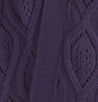 LOFT NWT Purple Cotton Open Front S/S Pointelle Cardigan Sweater $54