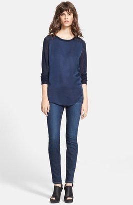 Carven Satin Front Knit Pullover