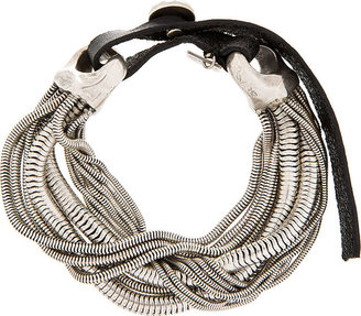Goti Silver & Leather Snake Chain Bracelet