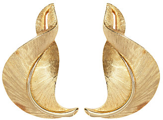 Susan Caplan Vintage 1960s Trifari Textured Leaf Clip-On Earrings, Gold