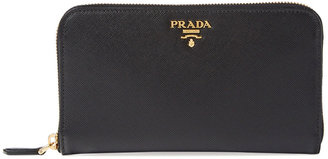 Prada Saffiano Leather Zip Around Long Wallet