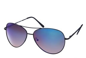 ASOS Matte Black Aviator Sunglasses With Blue Flash Lens - Black
