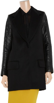 The Row Menford leather-sleeved wool coat