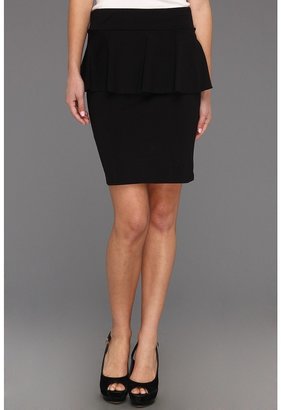 Kensie Lightweight Cotton Spandex Peplum Skirt (Black) - Apparel