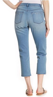 Style&Co. Curvy-Fit Embellished Capri Jeans, Tinted Sky Wash
