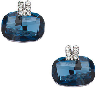 Swarovski OroClone Rhodium and Denim Blue Crystal Earrings