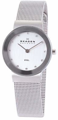 Skagen 358SSSD Women's Stainless Steel Mesh Bracelet Strap Watch, Silver