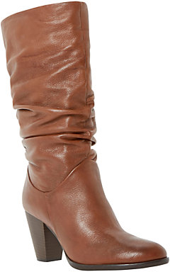 Dune Raddle Leather High Heel Calf Boots