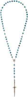 Pamela Love Blue Agate & Silver Dagger Rosary Necklace