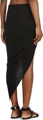 Helmut Lang Black Asymmetric Jersey Wrap Kinetic Skirt