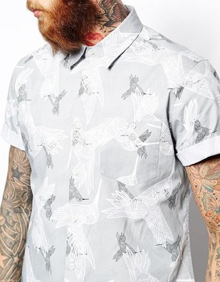 ASOS Shirt In Short Sleeve With Hummingbird Print