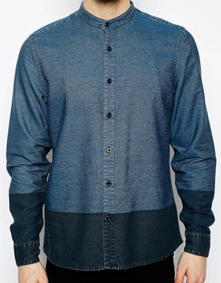 ASOS Grandad Shirt In Long Sleeve With Contrast Panel