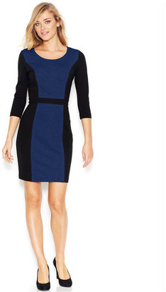 Kensie Long-Sleeve Colorblocked Ponte-Knit Dress (Only at Macy's)