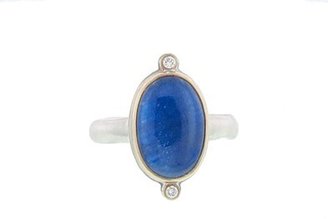 Jamie Joseph Oval Blue Sapphire Ring with Satellite Diamonds