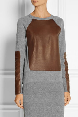 Reed Krakoff Leather-paneled cashmere, wool and silk-blend sweater