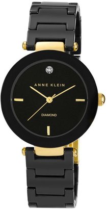 Anne Klein Genuine Diamond Black Ceramic Bracelet Ladies Watch