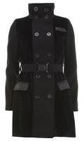 Dorothy Perkins Womens Chase 7 Black Faux Fur Panel Coat- Black