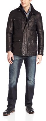 John Varvatos Men's Leather Military-Style Field Jacket