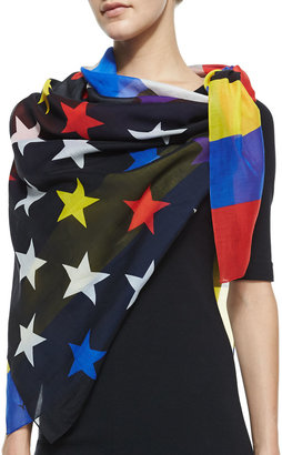 Givenchy Colorful American Flag Scarf, Black/Multi