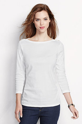 Lands' End Women's 3/4 Sleeve Button Boatneck Top
