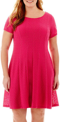 Ronni Nicole RN Studio by Short-Sleeve Seersucker Knit Dress - Plus