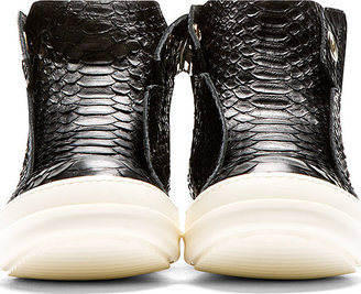 Rick Owens Black Python Leather Island Dunk Sneakers