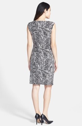 Chaus Goldtone Zip Shoulder Zebra Print Dress