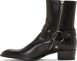 Saint Laurent Black Leather Wyatt Biker Boots