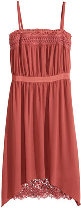 H&M Chiffon Dress with Lace - Rust - Ladies