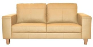 Ben de Lisi Home Medium cream leather 'Cara' sofa with light wood feet
