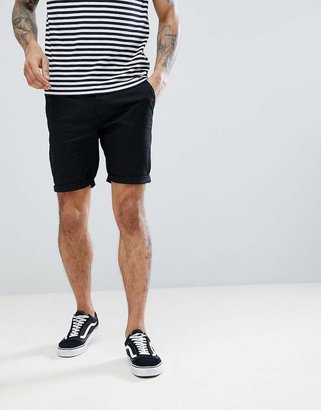 ASOS Chino Shorts In Skinny Fit In Mid Length - Black