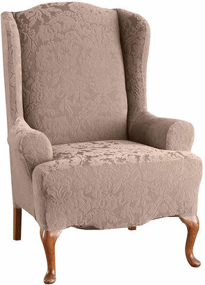 Sure Fit Stretch Jacquard Damask Wing Chair Slipcover