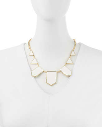 House Of Harlow Geometric Leather-Inlay Station Necklace, White