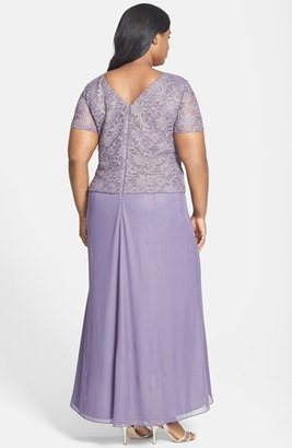 Alex Evenings Lace & Chiffon Long A-Line Dress (Plus Size)