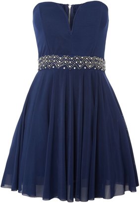 TFNC Strapless embellished waist fit and flare dress