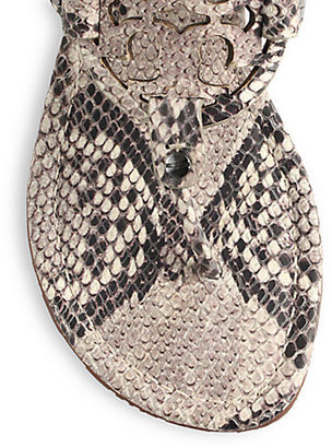 Tory Burch Miller Snake-Print Suede Thong Sandals