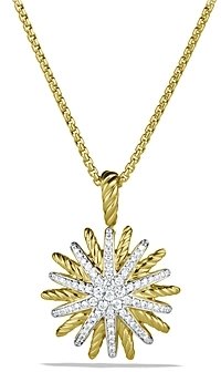 David Yurman Starburst Small Pendant with Diamonds in Gold on Chain