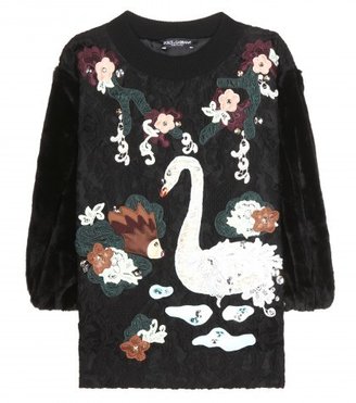 Dolce & Gabbana Wool Sweater With Fur Sleeves